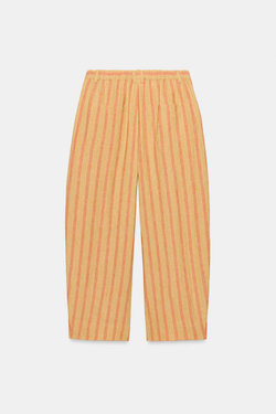 ZARA БРЮКИ В ПОЛОСКУ ИЗ СМЕСОВОГО ЛЬНА — ZW COLLECTION, ОРАНЖЕВЫЙ
