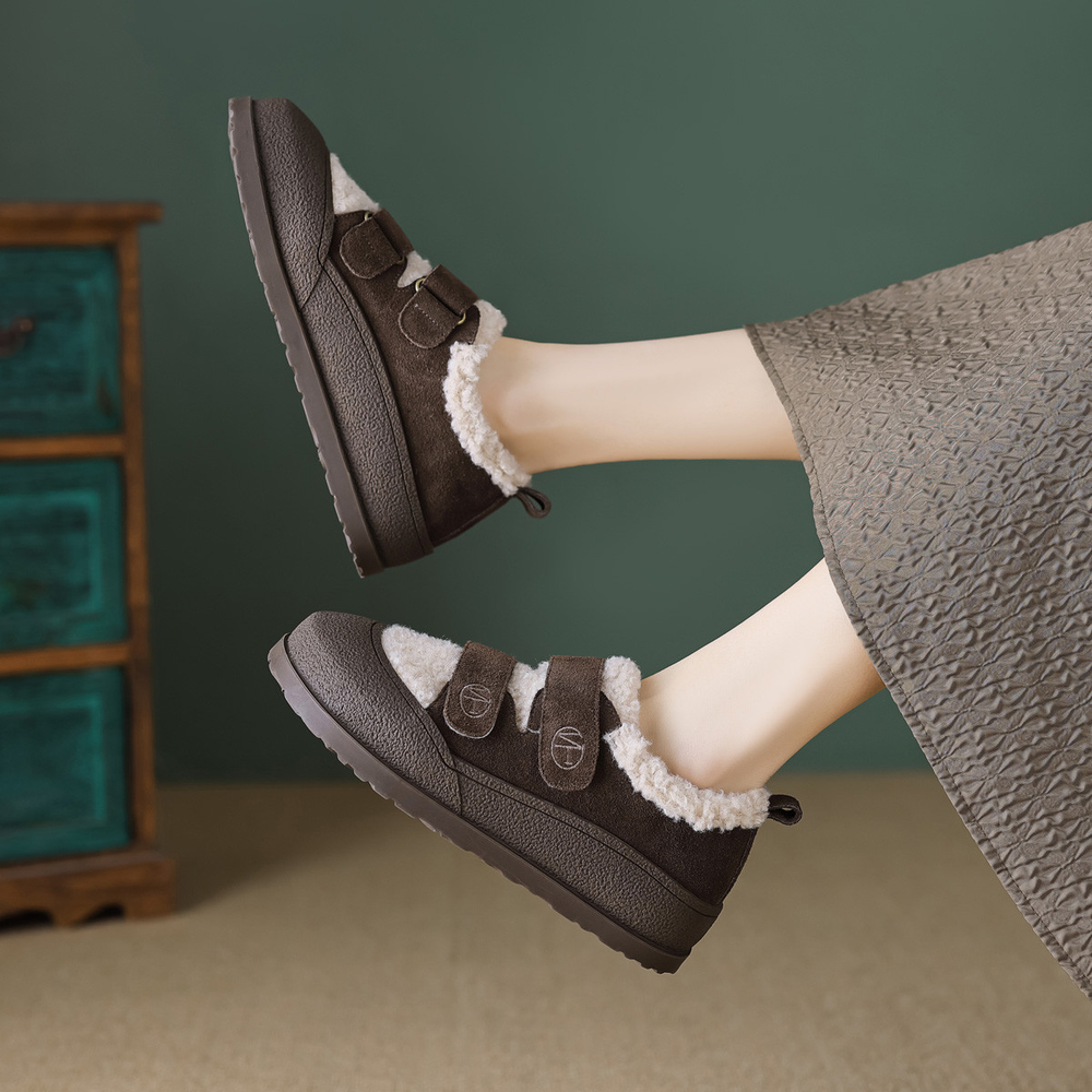 【dme】 Cow Split Leather Casual Shoes 1.2cm Women"s Coffee