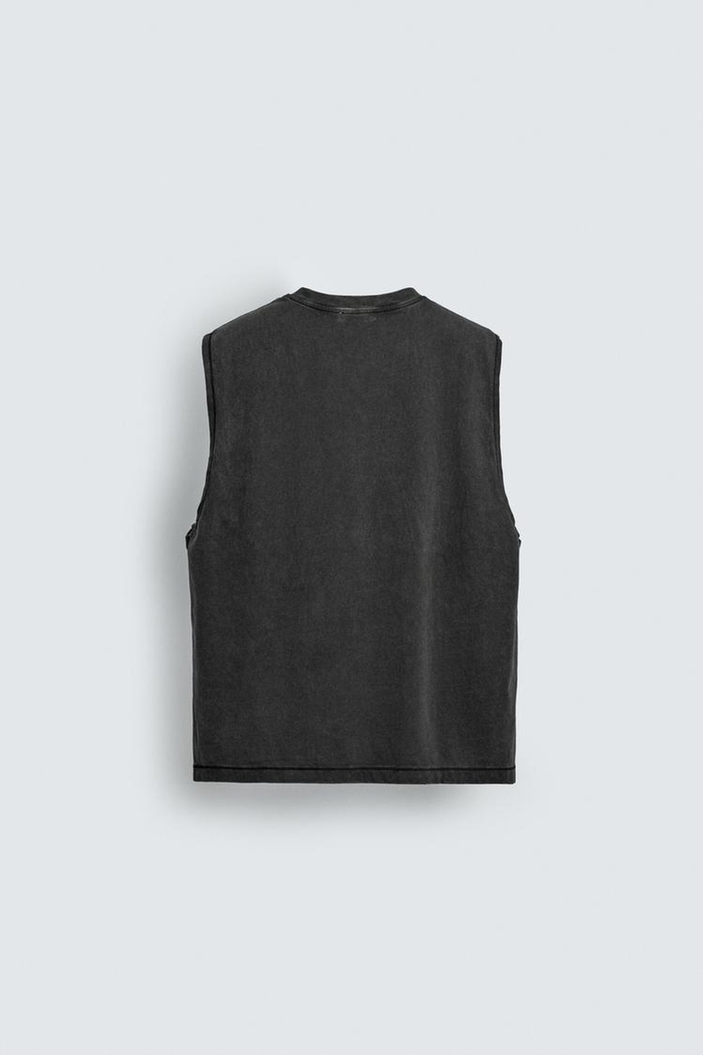 ZARA МАЙКА С ЭФФЕКТОМ ПОТЕРТОСТИ, ТЕМНЫЙ АНТРАЦИТ