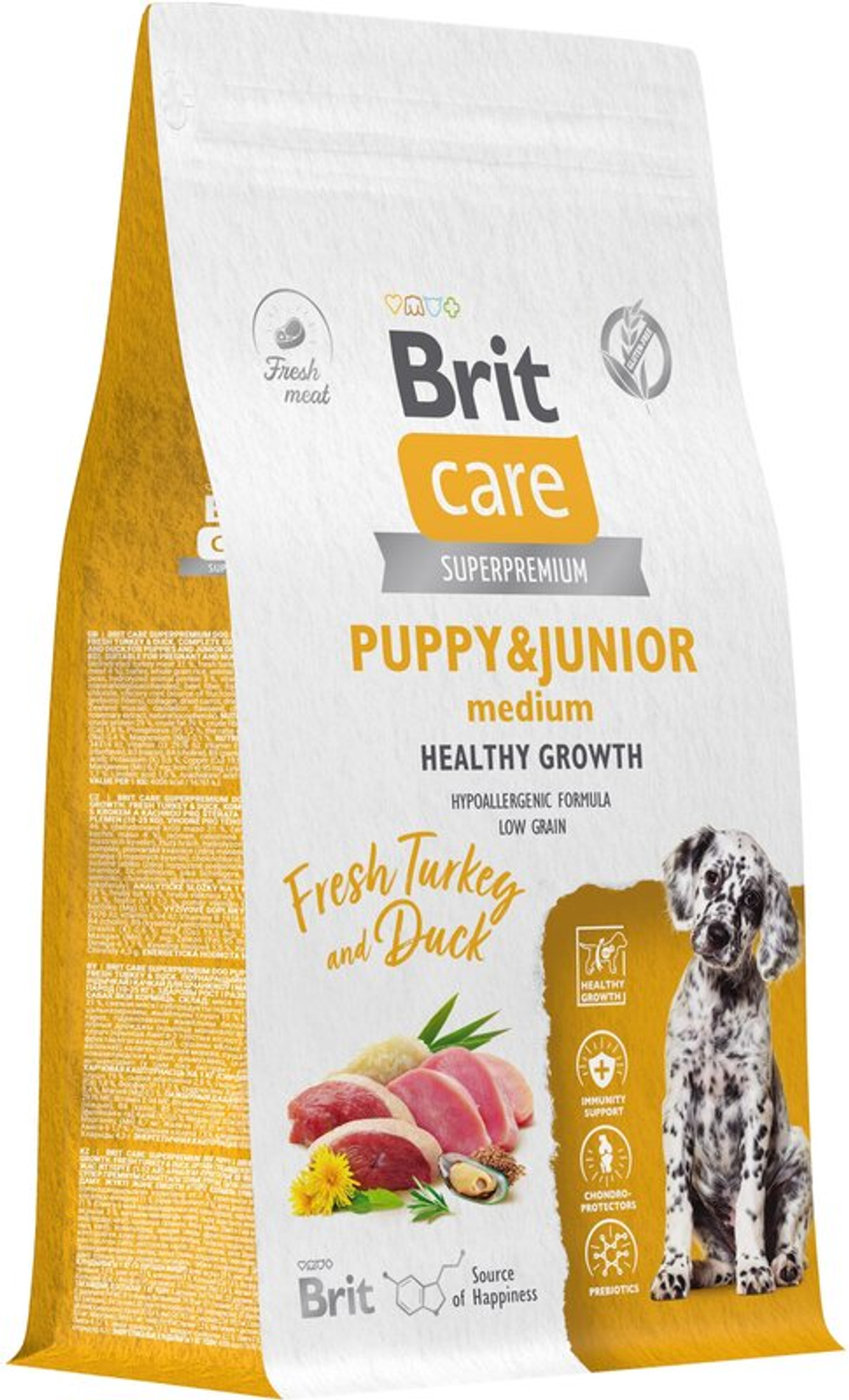 Brit Care Dog Puppy&Junior Healthy Growth Индейка/Утка для щенков средних пород 1,5 кг