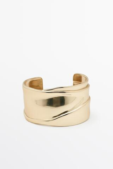 Massimo Dutti Широкий браслет с драпировкой, золотистый