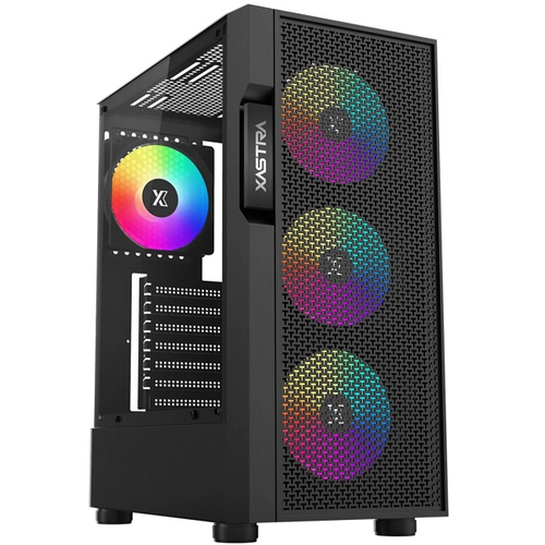 Корпус Midi-Tower XASTRA A302 4FRGB TG, черный (A302-BK-FC120FRGB-4F-GL)