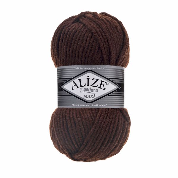 Пряжа Alize (Ализе) Superlana Maxi / уп.5 мот. по 100 г, 100м, 026 коричневый A