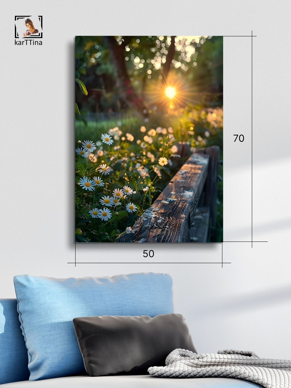 Картина Синее зеркало горы на стену 50x70см 1шт.