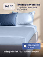 Простыня на резинке БайКолор (сатин) Голубая