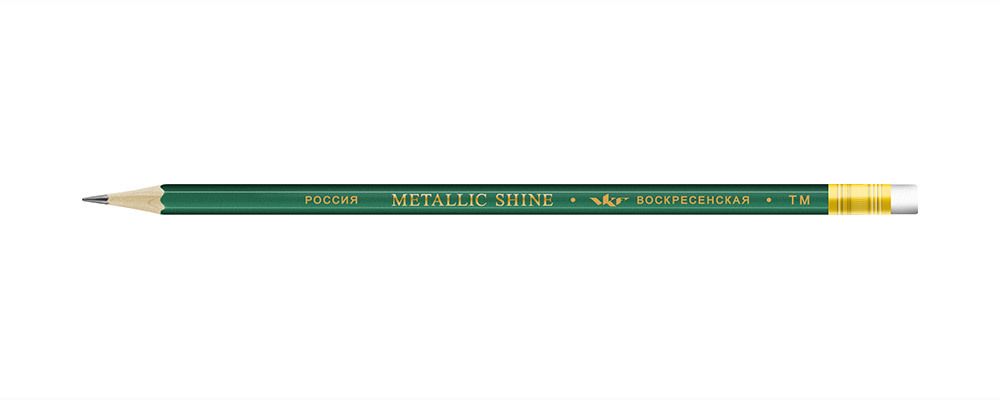 Карандаш чернографитный с ластиком заточенный ТМ (HB) 72 шт, Metallic shine MS04, 1-1597 изумрудный, ВКФ MS04