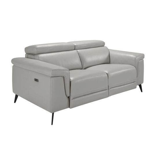 Диван 2-х местный с реклайнером 5319-2P-M5653 /6107 Angel Cerda серый кожаный