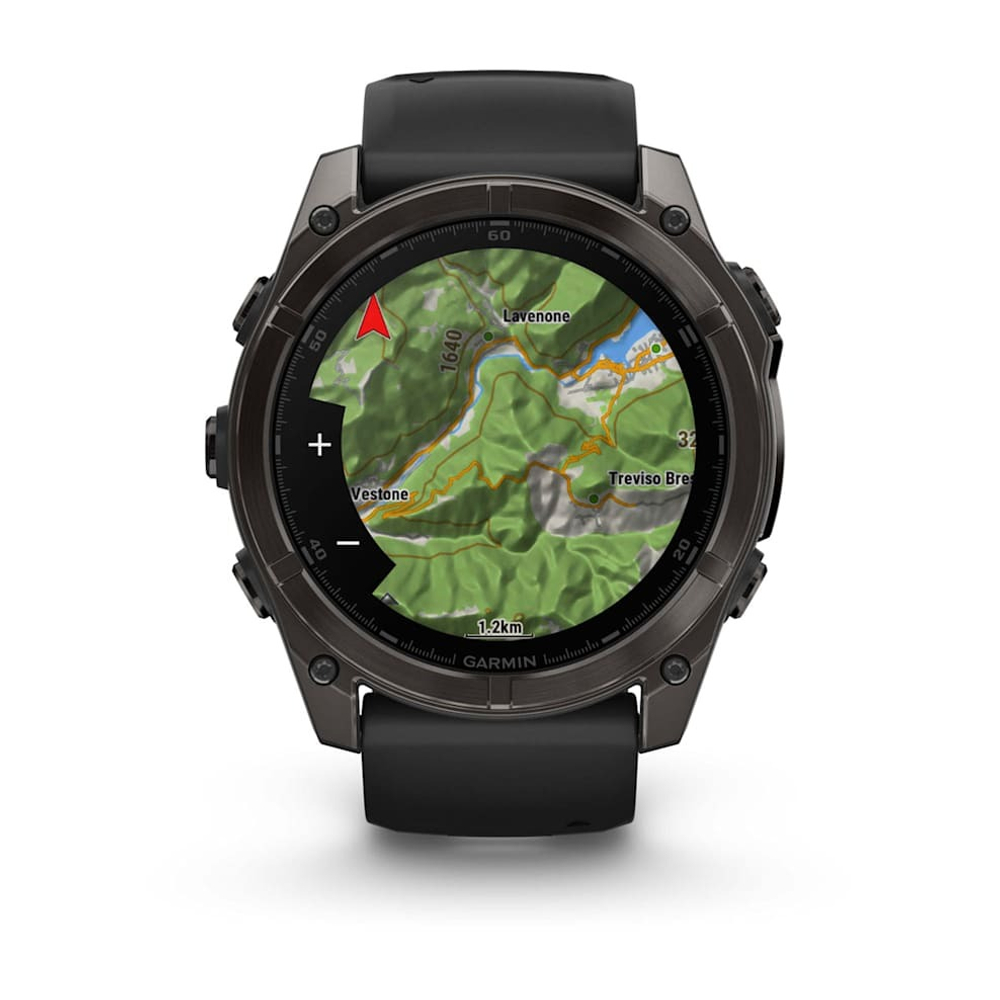 Смарт-часы Garmin Fenix 8, AMOLED Sapphire, 51 мм, угольно-серый DLC, пепельно-черный силиконовый ремешок, 010-02905-21