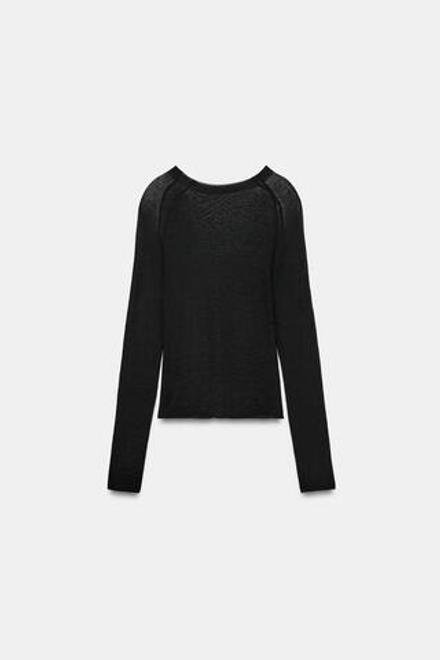 ZARA ТОП ИЗ СВЕРХТОНКОГО ТРИКОТАЖА, ЧЕРНЫЙ