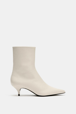 ZARA КОЖАНЫЕ БОТИЛЬОНЫ, БЕЛЫЙ