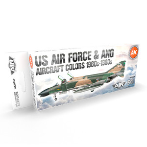Набор красок AK interactive US Air Force & ANG Aircraft Colors 1960s-1980s Set 3G, 8 красок