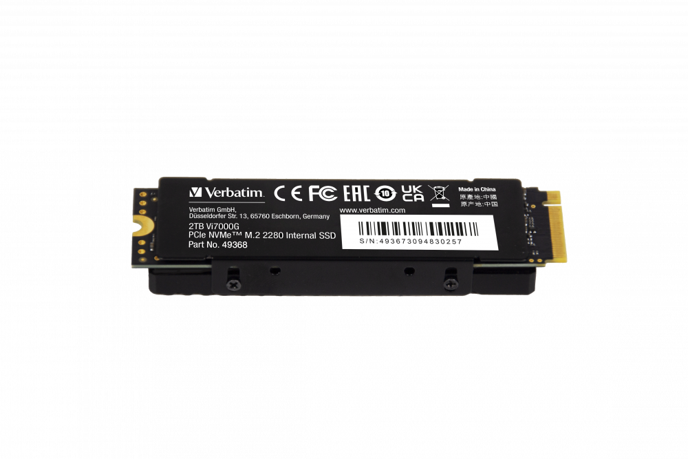 Внутренний накопитель Verbatim VI7000G SSD 2TB, PCIe NVMe, R/W 7000/6500 МБ/с