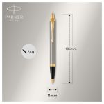 Ручка шариковая Parker "IM Brushed Metal GT" синяя, 1,0мм, кнопочн., подарочная упаковка