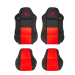 Чехлы Sitrak C7H MAX 3D (экокожа, черный цвет, красная экокожа посередине, кант)