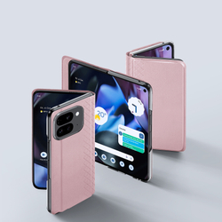 Чехол розового цвета с премиальной искусственной кожи от Dux Ducis для Google Pixel 9 Pro Fold, серия Bril Series Case