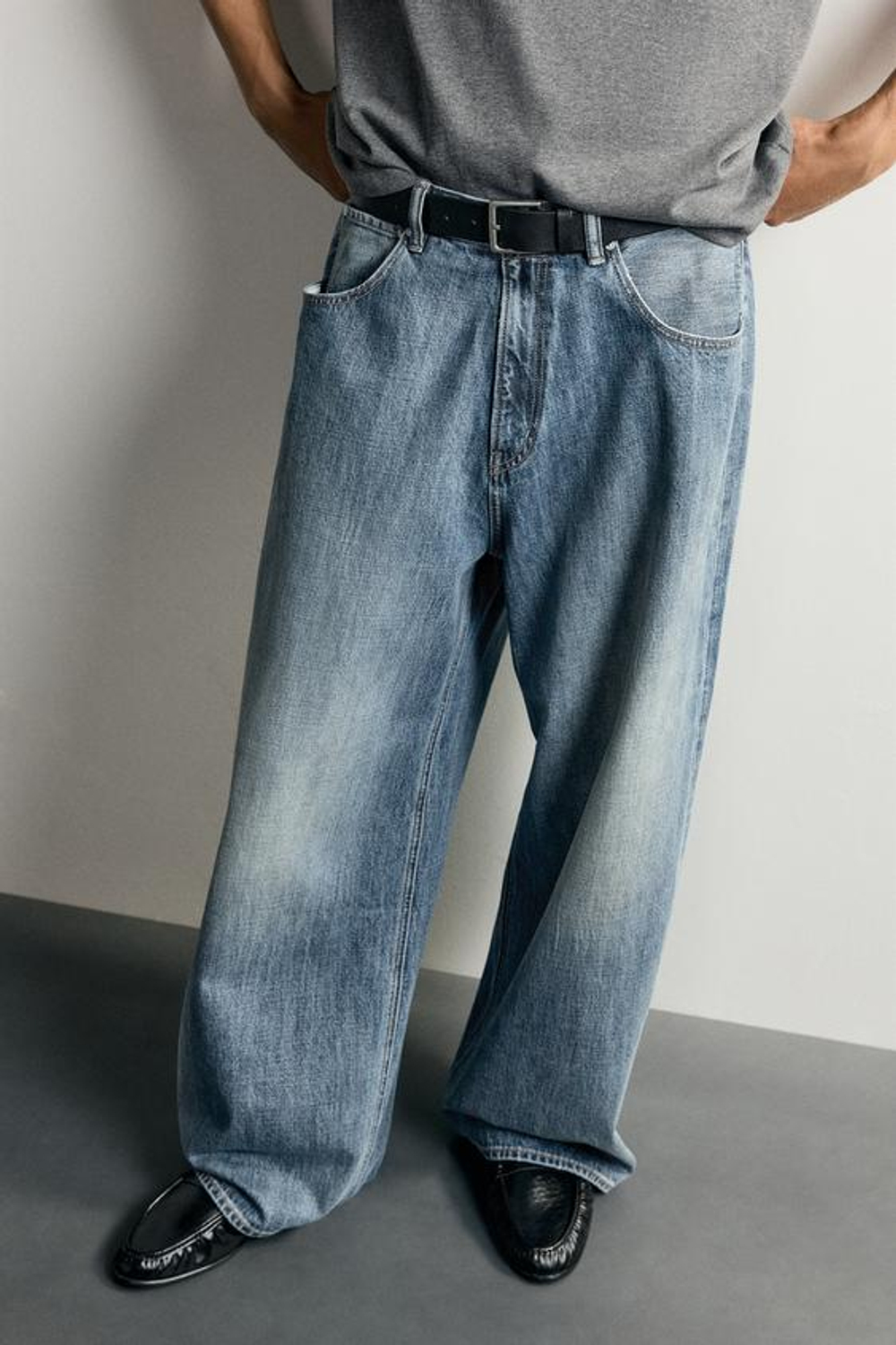 ZARA ДЖИНСЫ BAGGY FIT, СИНИЙ