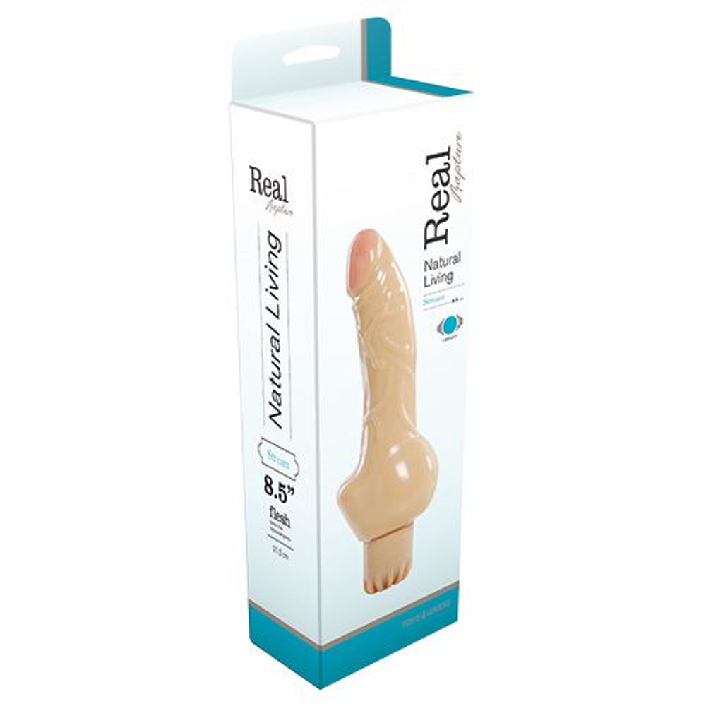 Телесный вибратор с широким основанием REALISTIC VIBRATOR REAL RAPTURE STREAM - 21,5 см. (Цвет: телесный)
