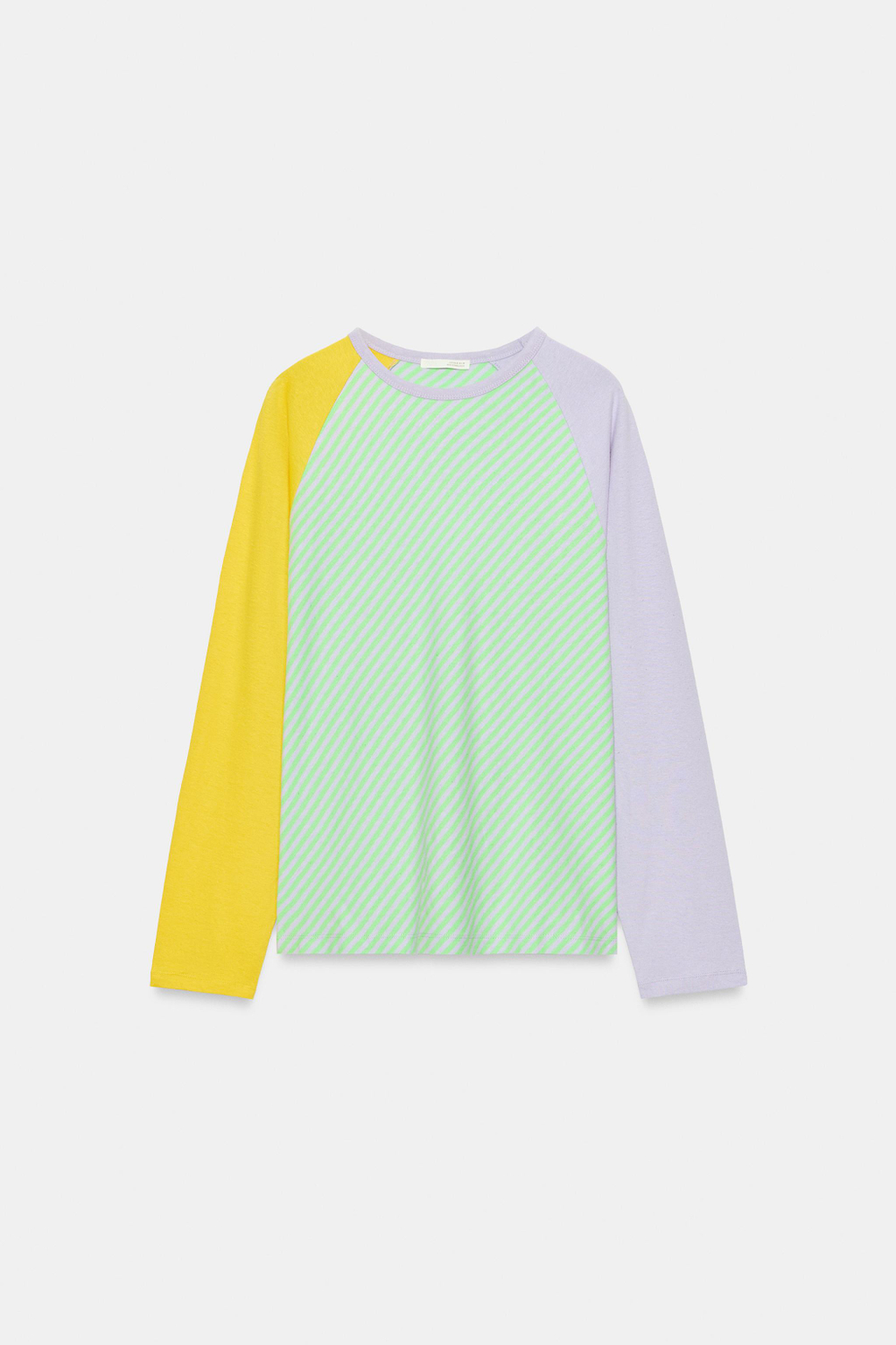 ZARA ФУТБОЛКА ИЗ ХЛОПКА И ЛЬНА, СВЕТЛО-ЗЕЛЕНЫЙ