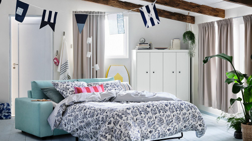 Комплект постельного белья IKEA JUNIMAGNOLIA (ЮНИМАГНОЛИЯ ), Двуспальный, Белый с рисунком, 240x220, 50x80 см