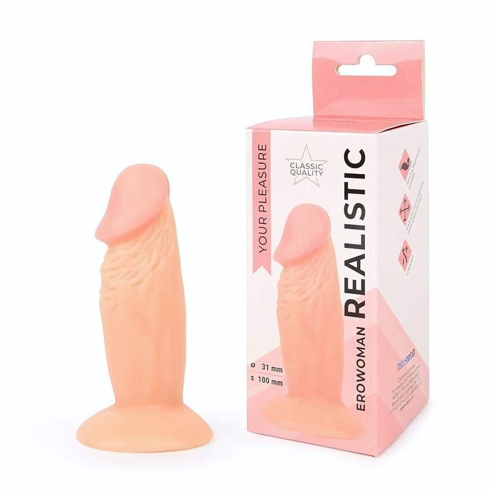 Реалистичный анальный фаллоимитатор Erowoman на присоске (Цвет: телесный)