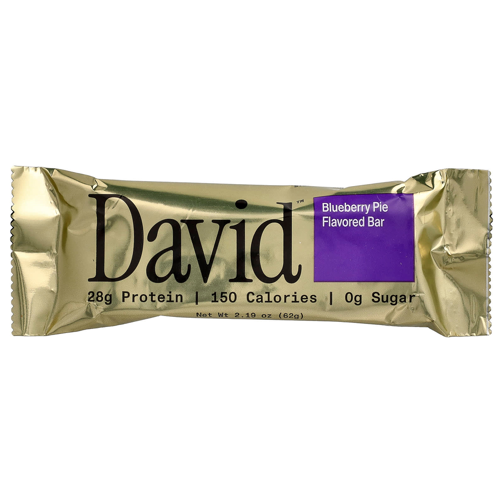 David Protein , Protein Bar, Blueberry Pie, 12 Bars, 2.19 oz (62 g) Each
