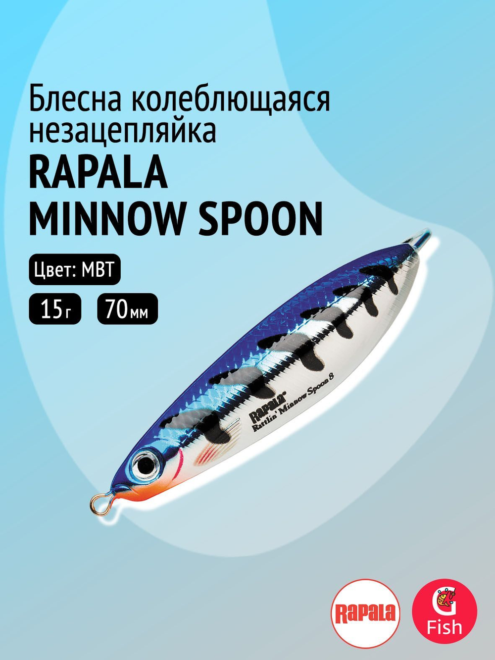 Блесна для рыбалки колебалка Minnow Spoon, 8см, 22гр