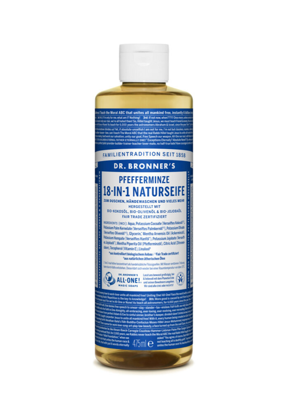 Натуральное мыло 18 в 1 со вкусом мяты перечной Dr. Bronner’s, 475 мл