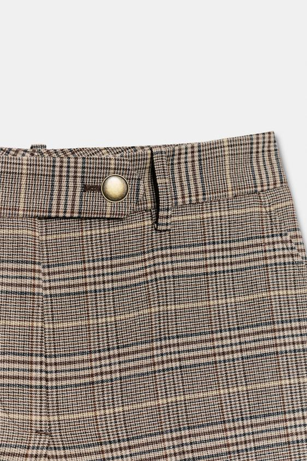 ZARA ШОРТЫ С УЗОРОМ «ГУСИНАЯ ЛАПКА», КОРИЧНЕВО-СИНИЙ