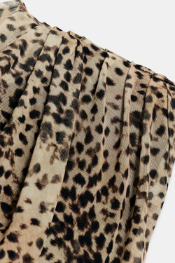 ZARA МИНИ-ПЛАТЬЕ С АНИМАЛИСТИЧЕСКИМ ПРИНТОМ, ЛЕОПАРДОВЫЙ