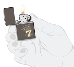 Зажигалка Zippo Lucky 7 Design с покрытием Black Ice®, латунь/сталь, черная, 38x13x57 мм