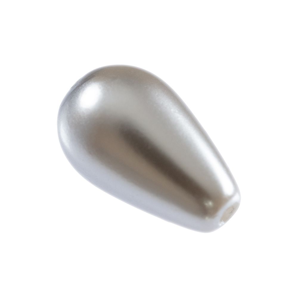 Бусины стекло под жемчуг 10х6 мм, фигурная, 10 шт, св. серый (light grey), Preciosa 131-50-011