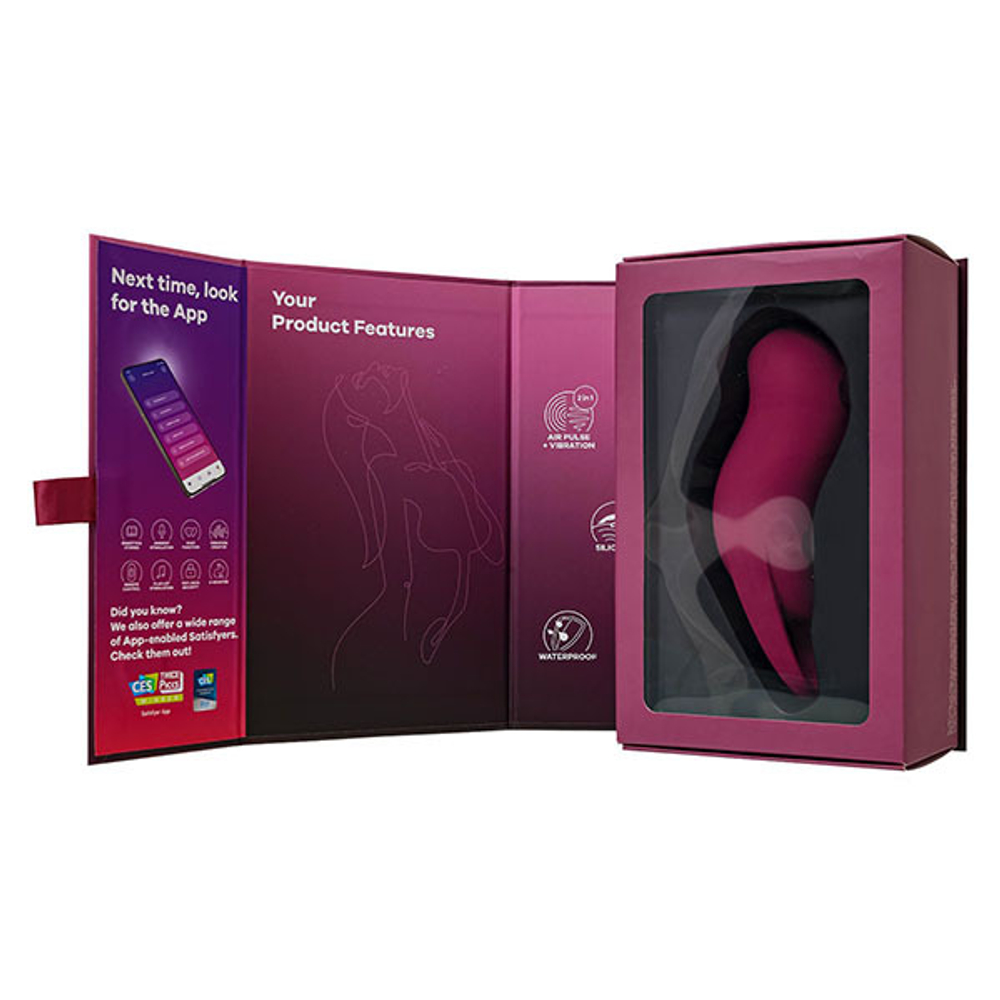 Малиновый вакуум-волновой стимулятор клитора с вибрацией 13,9см Satisfyer Pocket Pro 1