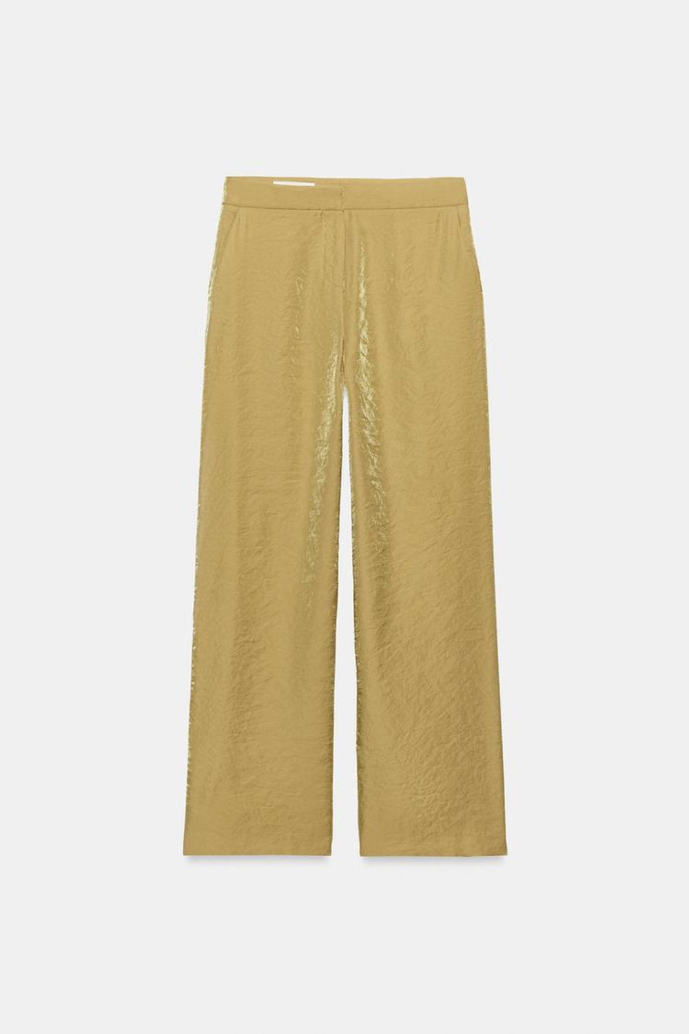 ZARA БРЮКИ ПРЯМОГО КРОЯ ИЗ ЖАТОЙ ТКАНИ, ЗОЛОТИСТЫЙ