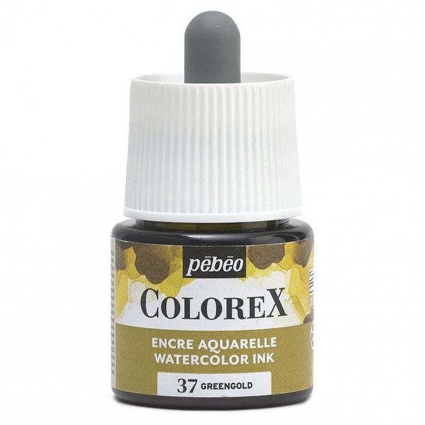 Краска акварель акварельные чернила Colorex 45 мл, зелено-золотистый, Pebeo 417037