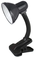 Светильник настольный прищепка Е27 Ultraflash UF-320 C02 черный пакет 60Вт (36)