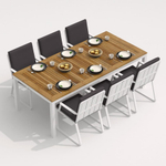 Обеденная группа Ideal Patio ТЕЛЛА АЛЬБА каркас белый, стол тик 200, ткань антрацит