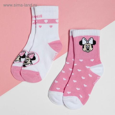Набор носков 2 пары "Minnie", Минни Маус" р.16-18 роз/бел (Disney) 4326304