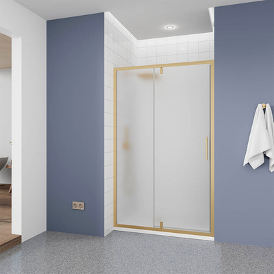 Душевая дверь Veconi Ottimo P20 G, 1100x1900, золото брашинг, стекло матовое