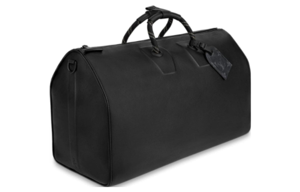 LOUIS VUITTON Keepall Cow Leather Handbag, Shoulder Bag, Crossbody Bag, Travel Bag Men"s Black