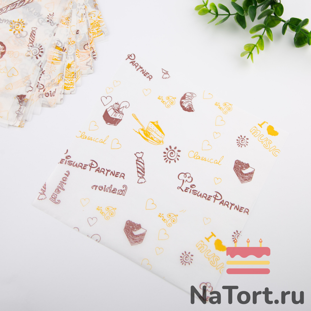 Бумага упаковочная для мини-торта(бенто) «Пекарня» 18 х 18 см, 100 шт
