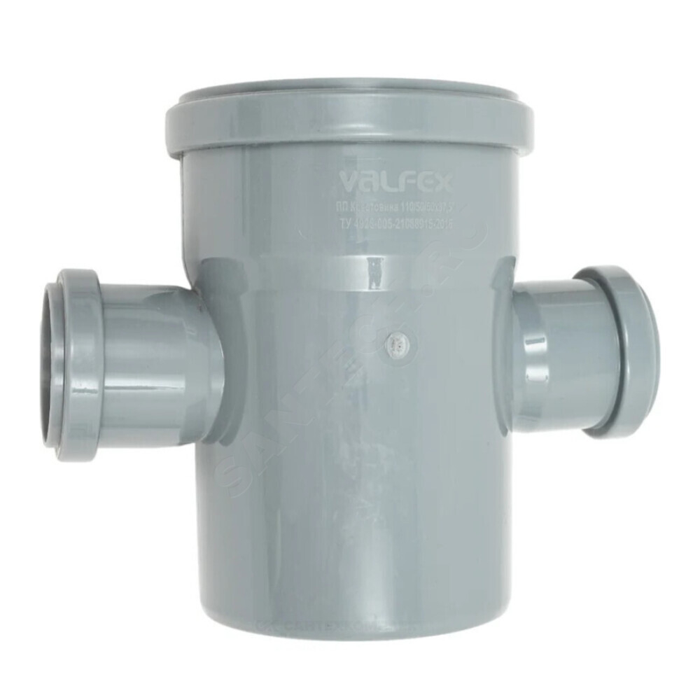 Крестовина PP-H 1-плоскостная серый BASE Дн 110х50х50х87,5гр б/нап в/к VALFEX 27211550
