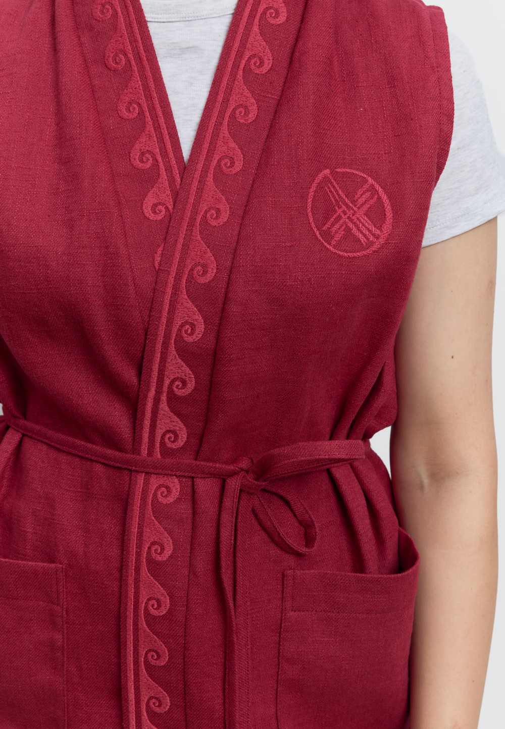 Жилет льняной OYU TOLQYN BURGUNDY