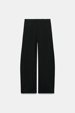ZARA БРЮКИ BARREL СО СКЛАДКАМИ, ЧЕРНЫЙ
