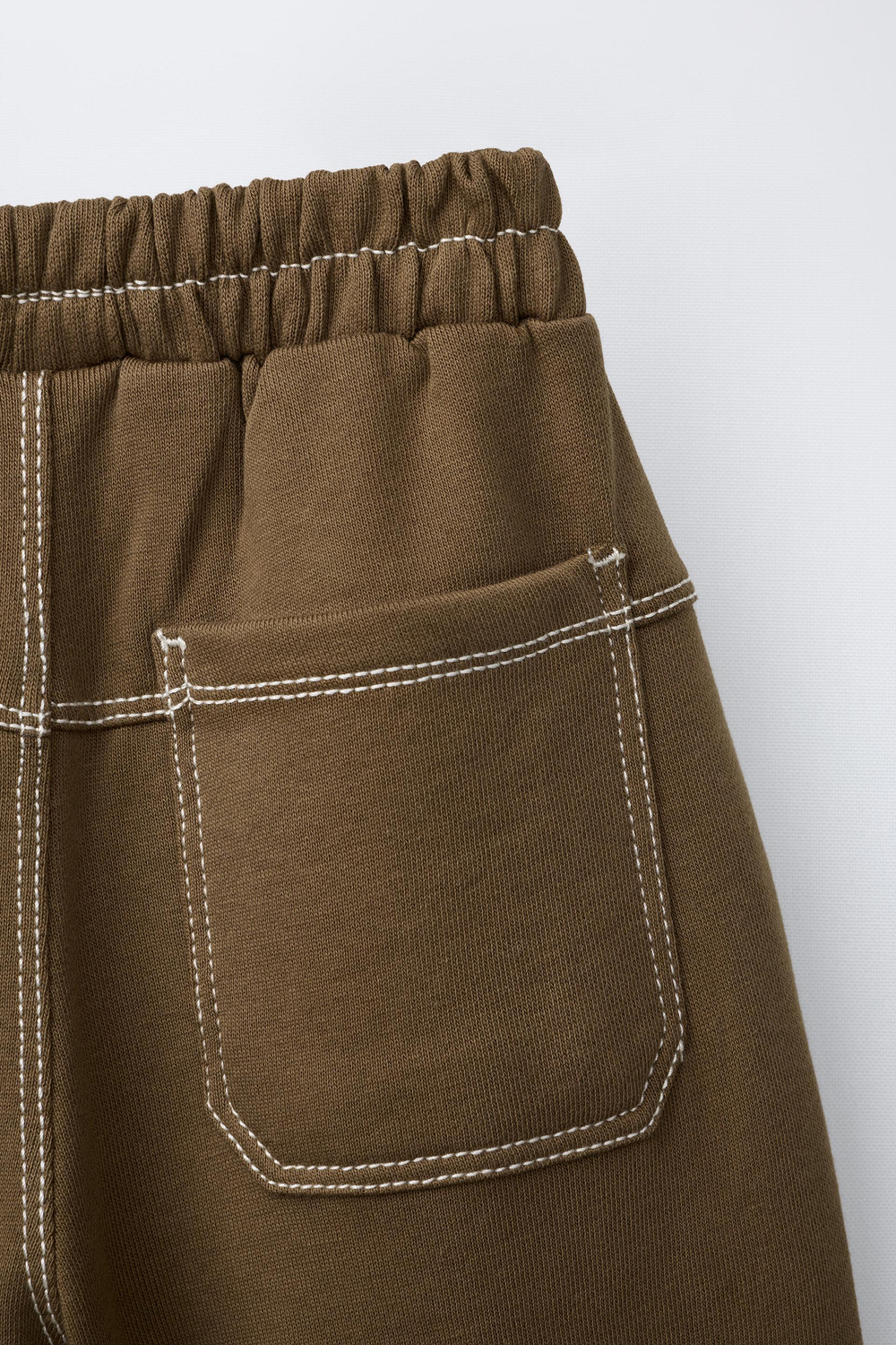 ZARA БРЮКИ БЭГГИ ИЗ ФУТЕРА С КОНТРАСТНОЙ СТРОЧКОЙ, МЯГКИЙ КАШТАНОВЫЙ