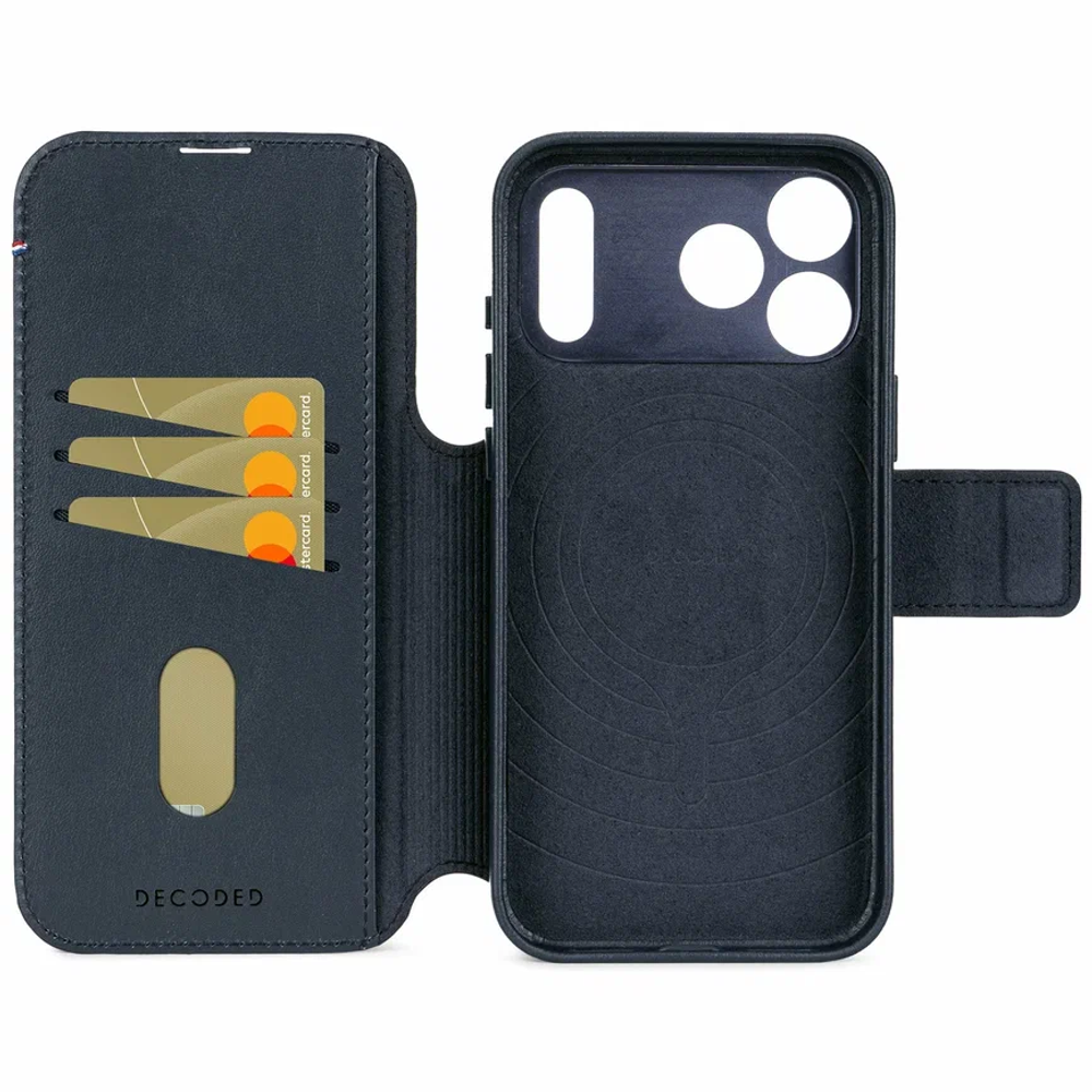Чехол Decoded с картхолдером Leather Detachable Wallet для iPhone 17 Pro темно-синий