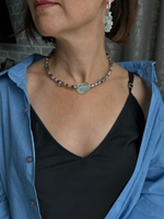 HMG 1273 Silver aqua Чокер с необработанным горным хрусталем арт.1657