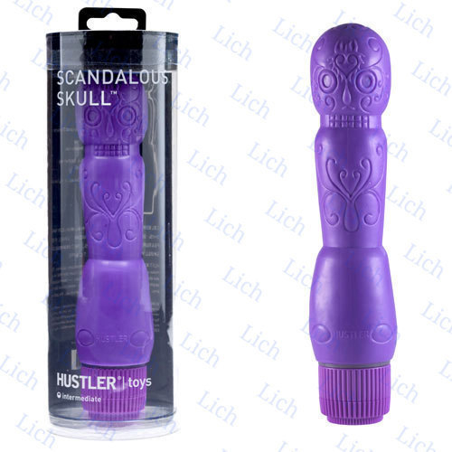 Фиолетовый массажер с гравюрой SCANDALOUS SKULL