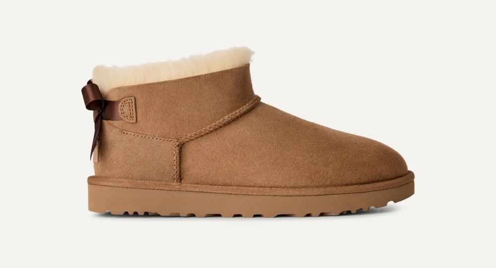 UGG Угги Ultra Mini Bailey Bow, каштановый