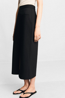 ZARA ЮБКА МИДИ С РАЗРЕЗОМ, ЧЕРНЫЙ