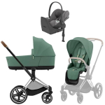 Коляска Cybex Priam IV Chrome Brown complete Cloud T Mirage Grey Plus Base T 4 в 1 Leaf Green